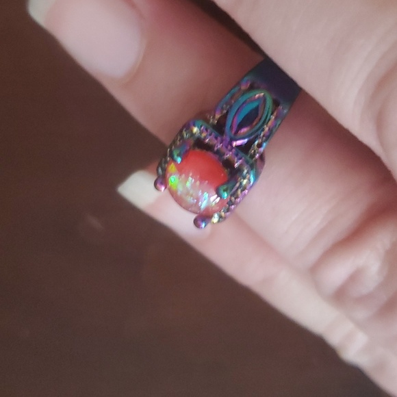*Sale* New Fire Red Opal Rainbow Hematite Ring. - Picture 5 of 6
